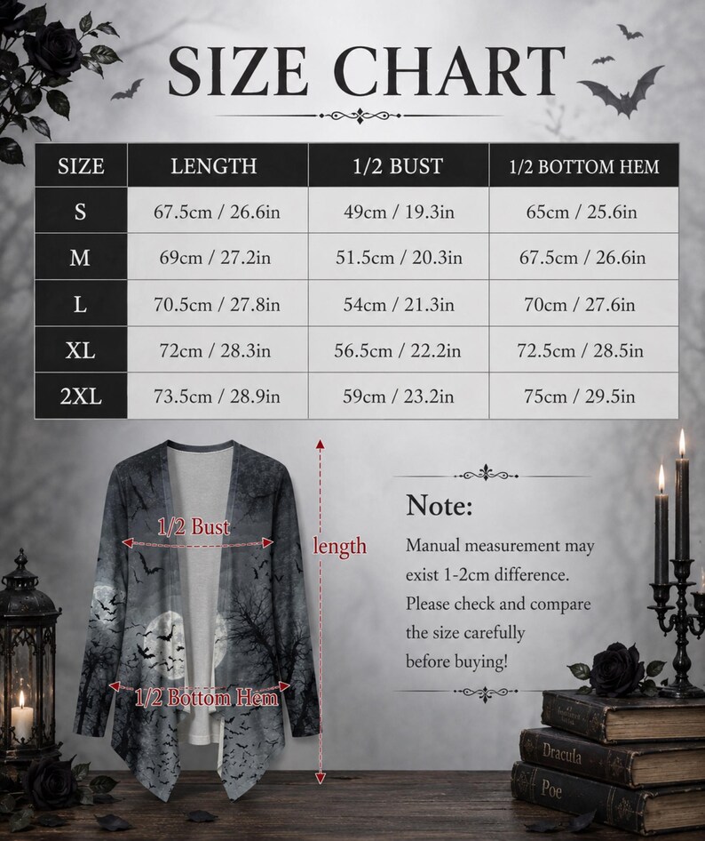 Goth Clothing for Witchy Mom Halloween Holiday Festival Outfit Moon Bat Alt Clothing Christmas Gift for Bestie Birthday Gift for Daughter image 9