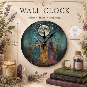 Idée cadeau d'Halloween automnale pour maman : Horloge murale en bois magique et pratique pour la cuisine, style cottagecore et fantaisie. Cadeau d'anniversaire pour une sœur. image 4