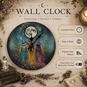 Idée cadeau d'Halloween automnale pour maman : Horloge murale en bois magique et pratique pour la cuisine, style cottagecore et fantaisie. Cadeau d'anniversaire pour une sœur. image 6