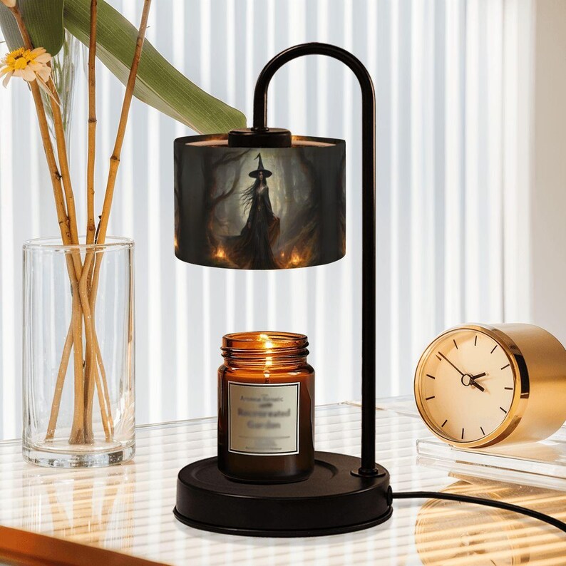 Fall Host Gift Witch Candle Warmer Lamp Moody Halloween Decor Gothic Lamp Bedside Desk Nightlight Crow Gothic Raven Vintage Hanging Light Lamp