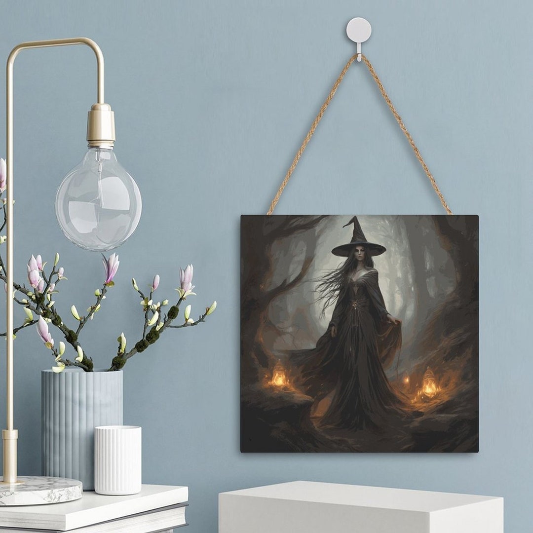 Witch Square Wood Wall Decor Hanging Sign12