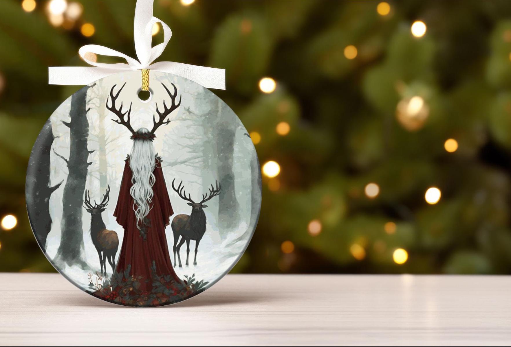 ユール魔女の陶器のオーナメント：異教の冬至の飾り - Etsy 日本