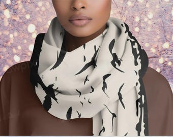 Murder of Crows Lightweight Scarf -Gothic Clothing, Witchy Shawl