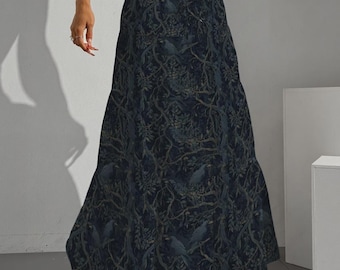 Gothic Clothing William Morris Inspired Crow Pleated Skirt Edgar Allan Poe Dark Academia Mesh Goth Clothes Long Skirt Camisole Lingerie