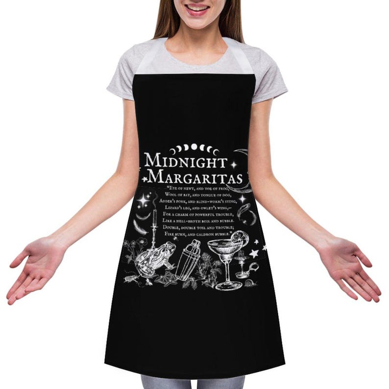 Witchy Spell apron for Cute Halloween Witch Gift Practical Magic Witchcore Essentials Midnight Margaritas Witchy Kitchen Accessory Gothic image 10