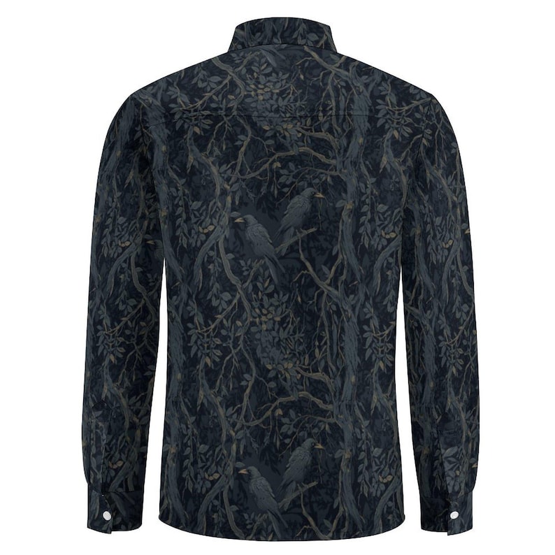 Dark Romance Shirt for Boyfriend William Morris Crow Faux Linen Mens Oxford Dark Academia Vest and Grandpa Sweater Goth Clothing for Grandpa image 7