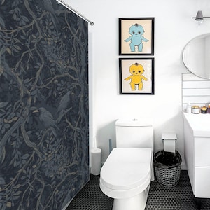 William Morris Inspired Shower Curtain Edgar Allan Poe Gothic Bathroom Decor Goth Bathroom Whimsigoth Decor Moody Shower Bathroom Decor image 10