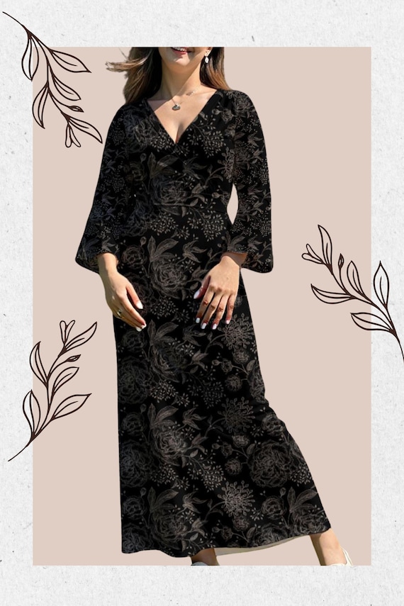 Plus Size Black Floral Bell Sleeve Dress- Fairycore Witchy Ensemble, Practical Magic Inspired - Etsy Plus Size Black Floral Bell Sleeve Dress- Fairycore Witchy Ensemble, Practical Magic Inspired - Etsy