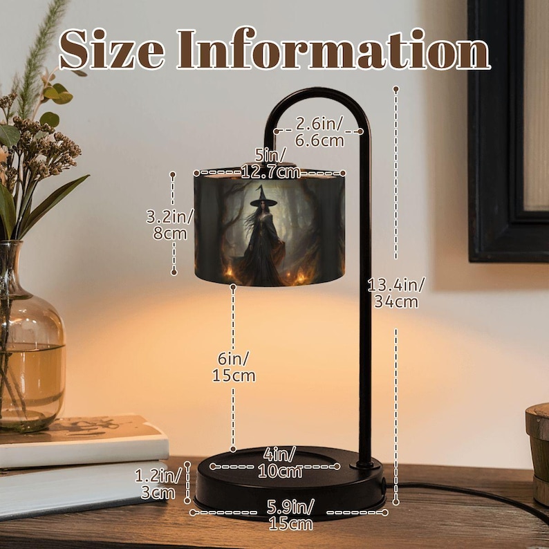 Fall Host Gift Witch Candle Warmer Lamp Moody Halloween Decor Gothic Lamp Bedside Desk Nightlight Crow Gothic Raven Vintage Hanging Light image 2