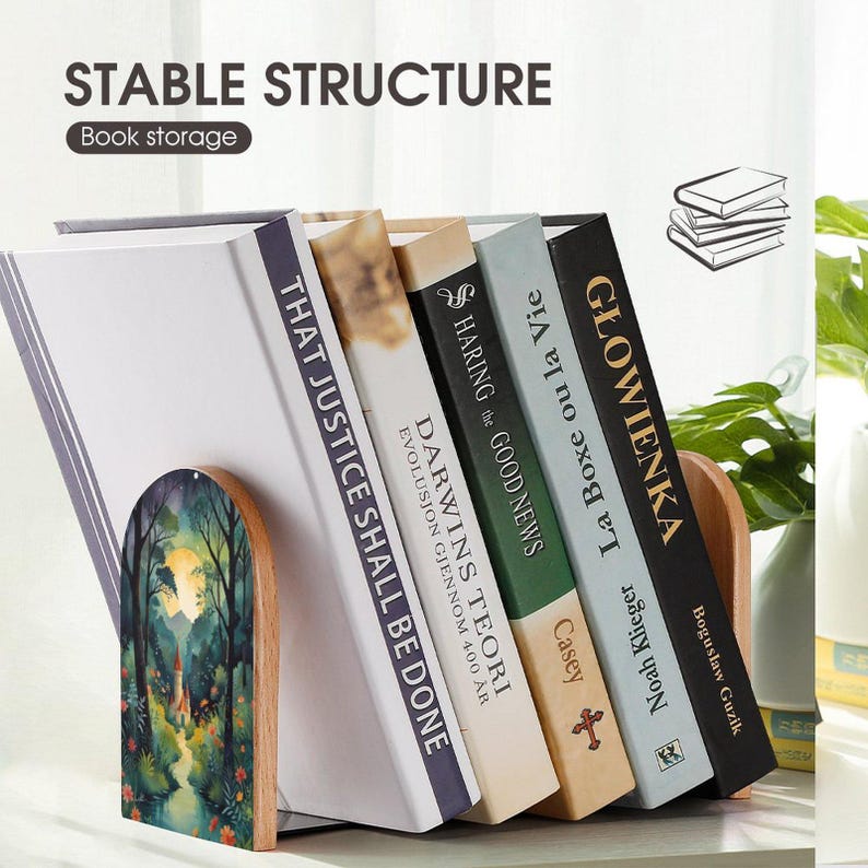 Fairytale Castle Wood Bookends: Whimsical Reading Nook Decor image 9