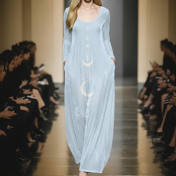 Celestial Velvet Shine Maxi Dress - Pastel Witchy Clothing