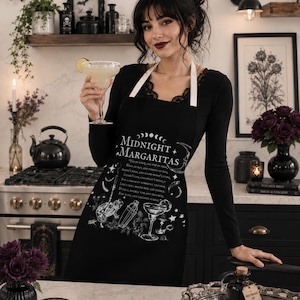 Witchy Spell apron for Cute Halloween Witch Gift Practical Magic Witchcore Essentials Midnight Margaritas Witchy Kitchen Accessory Gothic