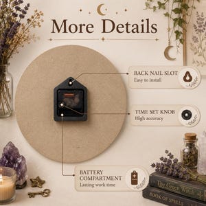 Idée cadeau d'Halloween automnale pour maman : Horloge murale en bois magique et pratique pour la cuisine, style cottagecore et fantaisie. Cadeau d'anniversaire pour une sœur. image 10