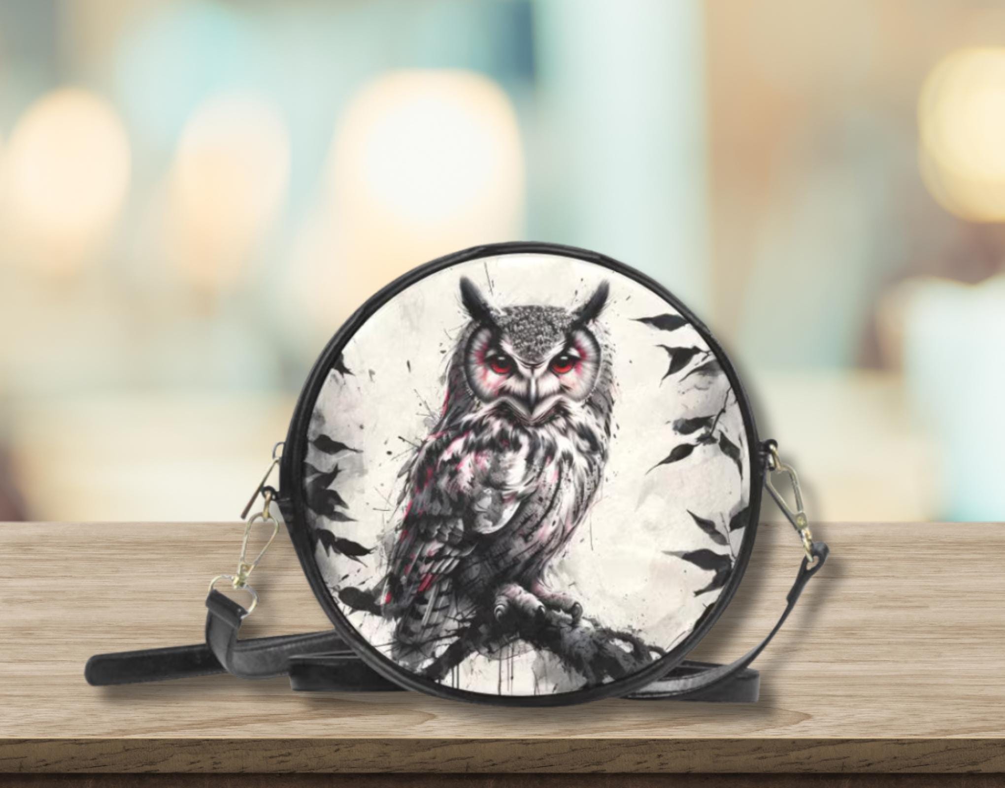 Cottagecore Round Messenger Bag - Fox, Owl, Deer, Crow and Luna Moth Designs