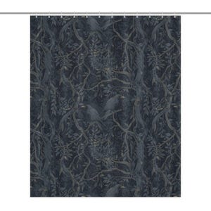 William Morris Inspired Shower Curtain Edgar Allan Poe Gothic Bathroom Decor Goth Bathroom Whimsigoth Decor Moody Shower Bathroom Decor Dark Crow 60x72