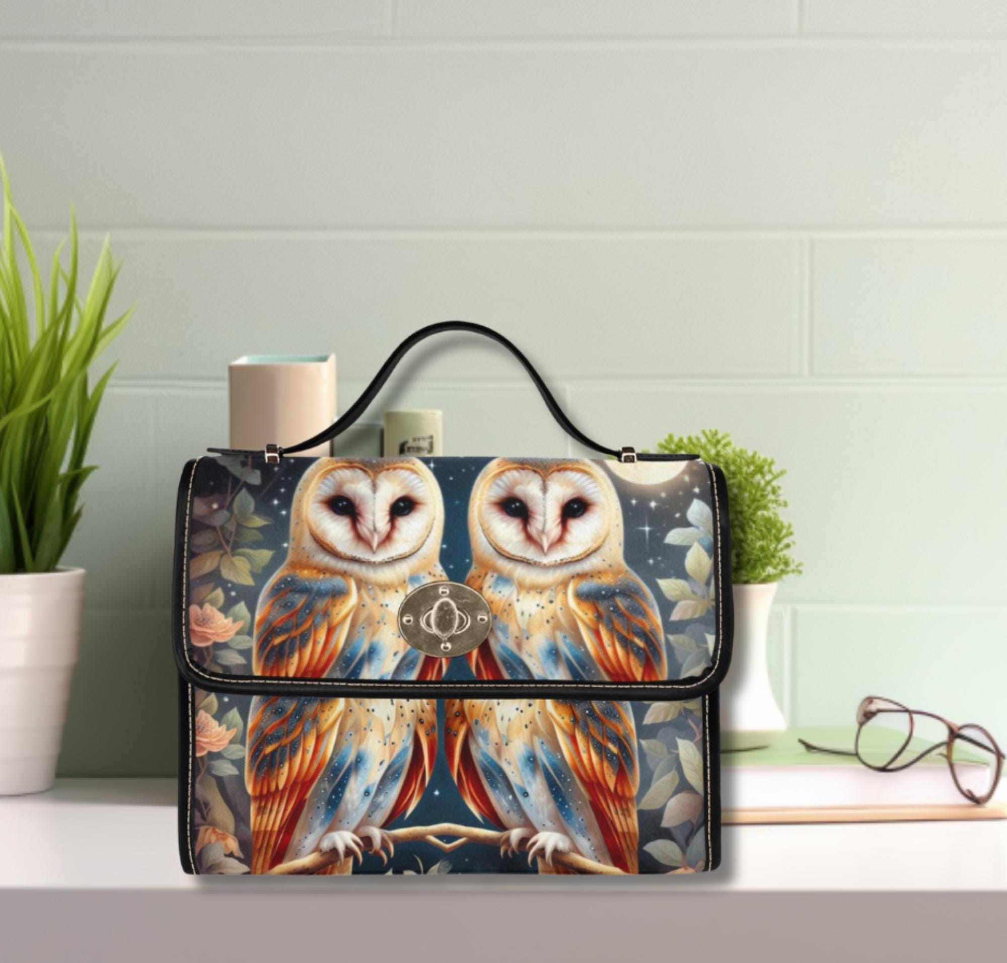 Cottagecore Barn Owl Handbag: Witchy Floral Boho Shoulder Bag