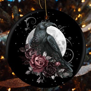 Pagan Holiday Crow Lover Gift for Witch Bestie Whimsi Ornament Witch Yule Decoration for Christmas Raven Bobble Yule Ball Festivities Decor image 7