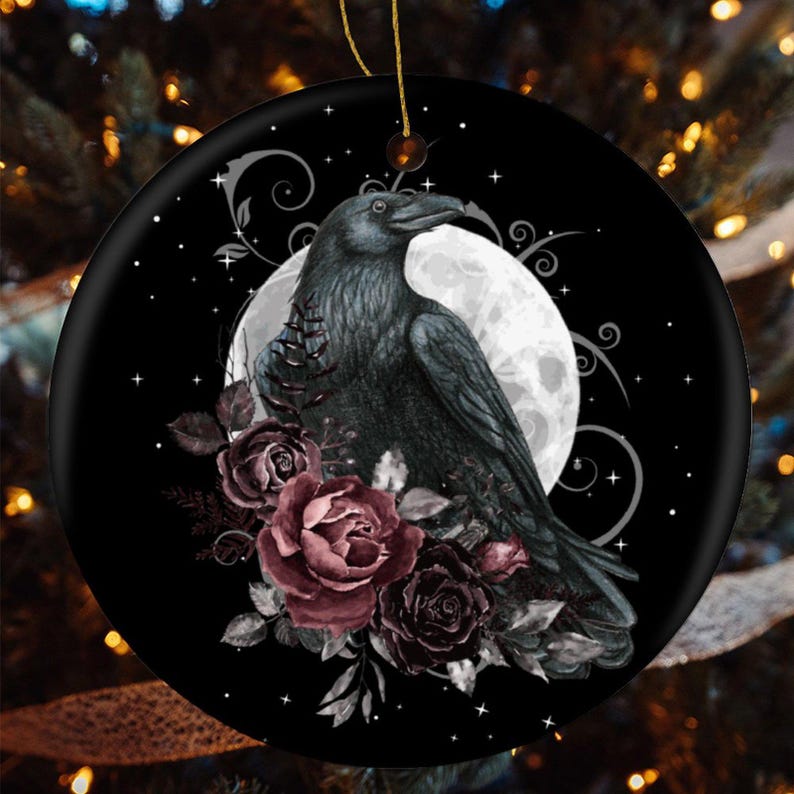 Pagan Holiday Crow Lover Gift for Witch Bestie Whimsi Ornament Witch Yule Decoration for Christmas Raven Bobble Yule Ball Festivities Decor image 7