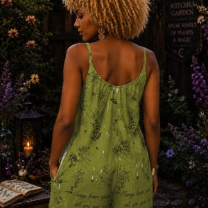 Witchy Herbs Jumpsuit Gift Idea for Mom Wiccan Giftforher Wide Leg Clothing Rosemary Practical Magic Spell Light Academia Woman Overalls image 7