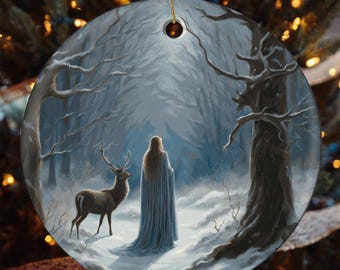 Yule Moon Ceramic Ornament: Witchy Winter Solstice Pagan Gift - Etsy