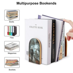 Aelin and Stag Wood Bookends: Sarah J Maas Acotar Fantasy Reading Nook Decor image 3