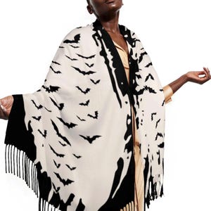 Gothic Bat Tassel Scarf: Witchy Fashion Accessory in Fall &#39;25 colors
