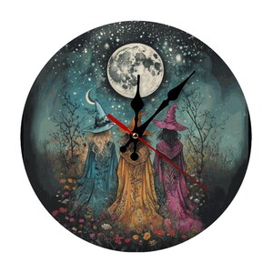 Idée cadeau d'Halloween automnale pour maman : Horloge murale en bois magique et pratique pour la cuisine, style cottagecore et fantaisie. Cadeau d'anniversaire pour une sœur. image 12