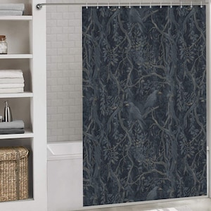 William Morris Inspired Shower Curtain Edgar Allan Poe Gothic Bathroom Decor Goth Bathroom Whimsigoth Decor Moody Shower Bathroom Decor image 9