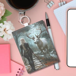 Kaarthouder, op ACOTAR Sarah J Maas geïnspireerde Aelin and Stag Fantasy-portemonnee, boekenliefhebber sleutelhanger, kaarthouder mystieke krijger, fantasiethema