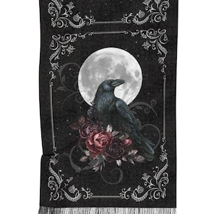 Edgar Allan Poe "The Raven" Poem Scarf: Gothic Book Lover Gift
