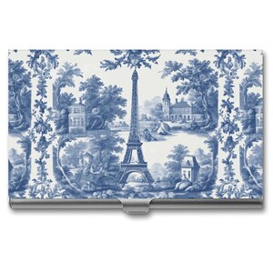 Tarjetero de tela francesa azul y blanca, diseño vintage francés, estuche para cigarrillos, tarjetero o billetera, estuche para marihuana, estuche vintage francés de tela.