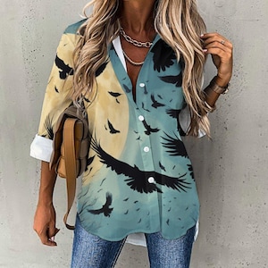 Murder of Crows Irregular Shirt, Witchcore Raven Shirt for Crow Lovers, Nature Lovers, Black Raven Shirt, Goblincore Shirt, Lunar Moon Shirt