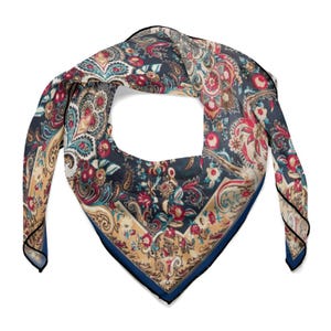 Paisley Navy Scarf: Bohemian Multicolored Wild Rag
