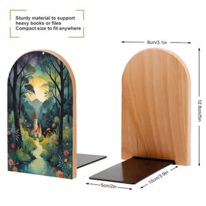 Fairytale Castle Wood Bookends: Whimsical Reading Nook Decor image 3