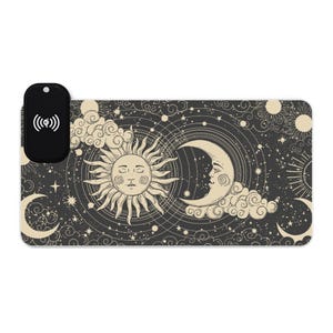 Celestial LED Gaming Mouse Pad: Wireless Charging, Starry Sky Desk Decor
