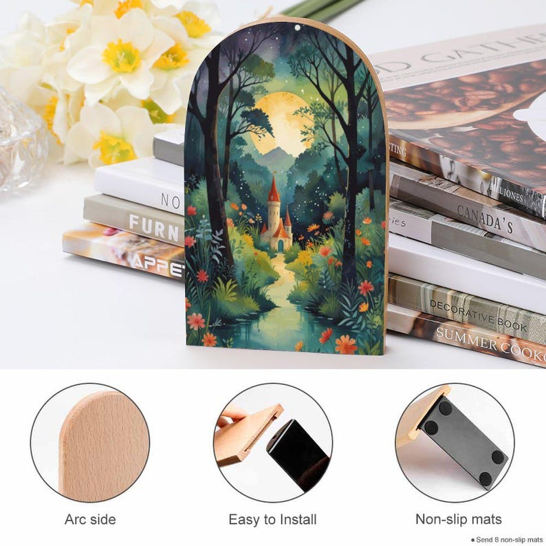 Fairytale Castle Wood Bookends: Whimsical Reading Nook Decor image 6