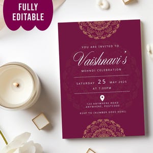 Beautiful Henna invite | Mehndi invitation | Modern Mehndi invite | Printable Haldi invite | Sangeet invite | Mendhi Henna invite