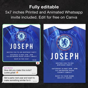 Animated Chelsea FC Birthday Invitation | Editable Digital Football Party Evite | Chelsea FC Celebration WhatsApp Invite | Stamford Bridge