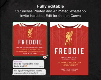 Editable Animated Liverpool Party Invitation | Digital Football Birthday Evite | Liverpool FC WhatsApp Celebration Invite | Anfield Theme