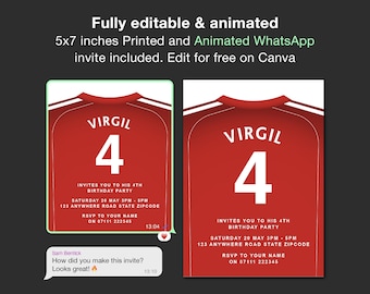 Editable Liverpool FC Birthday Invitation | Animated Digital Football Party invite | Liverpool Celebration Football Invite | Anfield Invite