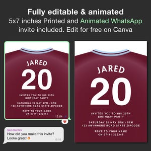 Editable West Ham United Birthday Invitation | Animated Digital Football Party invite | West Ham Celebration Irons Invite | London Stadium