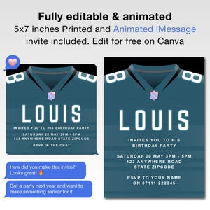Animated Jacksonville Jaguars Birthday Invitation | Editable Digital Football Party Invite | Jacksonville Jaguars NFL Celebration Invitation