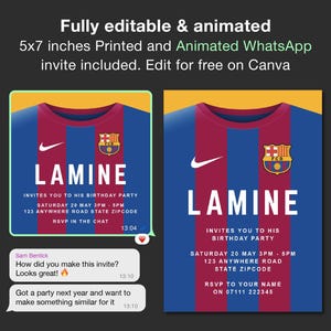 Editable Animated Barcelona Party Invitation | Digital Football Birthday Evite | Barcelona WhatsApp Celebration Invite | FC Barcelona Theme