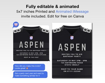 Animated Las Vegas Raiders Birthday Invitation | Editable Digital Football Party Invite | Las Vegas Raiders NFL Celebration Invitation NFL
