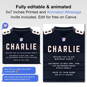 Editable Chicago Bears Party Invitation | Editable Birthday NFL Football Party Invite Chicago Bears Celebration Party Tailgate Chicago Bears