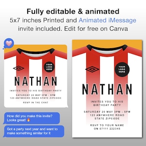 Editable Brentford FC Birthday Invitation | Printed Digital Football Party invite | Brentford Celebration Party Invite Bees Football Invite