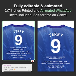 Editable Chelsea FC Birthday Invitation | Animated Digital Football Party invite | Chelsea FC Celebration Party Invite | Stamford Bridge