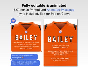 Editable Cincinnati Bengals Party Invitation | Editable Birthday Football Party Invite | Cincinnati Bengals Celebration Party Tailgate