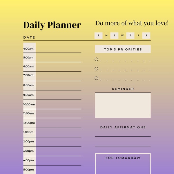 Daily Vibrant Color Planner (Men)