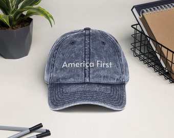 Embroidered America First Hat: Vintage Style Patriotic Cap